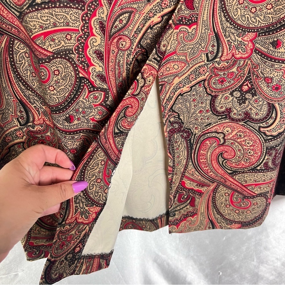 Boho Faux Suede Paisley Print Maxi Skirt – Earthy Stretch Fit | Size 16 - Picture 7 of 9